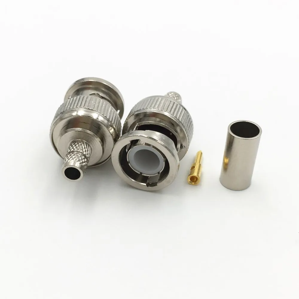ESCAM 10 шт Латунь 3 в 1 BNC Male Q9 Crimp RG58 RG142 RG400 LMR195 RF коаксиальный кабель прямой разъем для