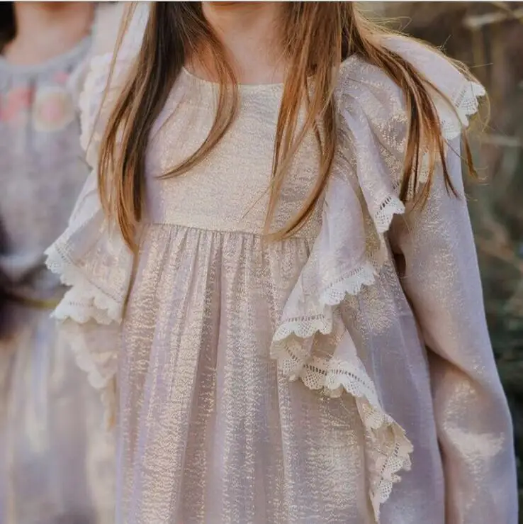 New Autumn Baby Kids Silk Ruffles Boutique Dresses Princess Girls Fairy High Quality Dress 6 pcs/lot Wholesale Free Shipping | Детская