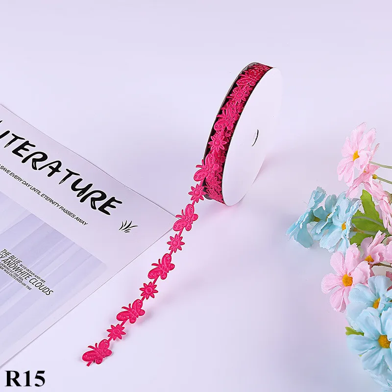 R15 5 ярдов/лот 15 мм кружевная лента бабочки вышитые ткани DIY Свадебные украшения кружева отделка Швейные аксессуары цветы - Цвет: R15