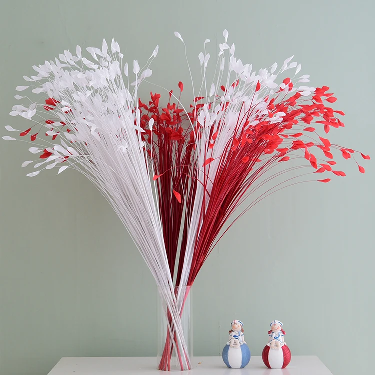 

Reed flower white peacock grass artificial fake plant wedding T platform road lead decor flower wall arrangement props layout