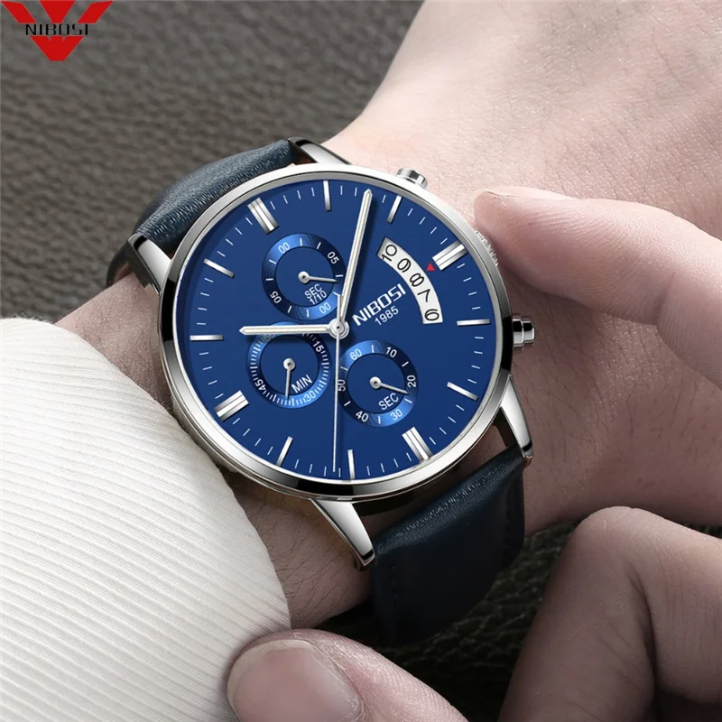 NIBOSI Relogio Masculino мужские спортивные часы с хронографом модные повседневные золотые кварцевые наручные часы водонепроницаемые Роскошные мужские часы