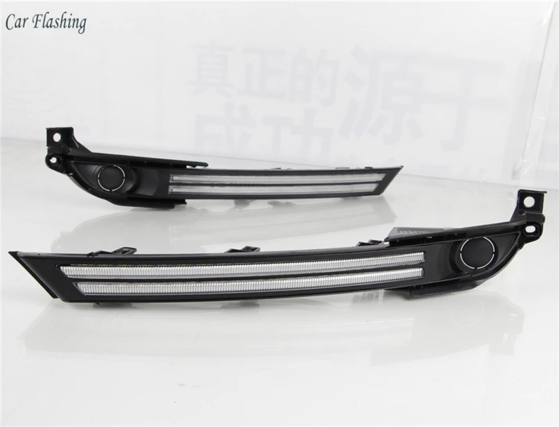 2 шт. для Mazda CX-5 CX5 водительский DRL Дневной ходовой светильник, противотуманная фара, релейный светодиодный светильник желтого цвета - Цвет: with fog lamp hole