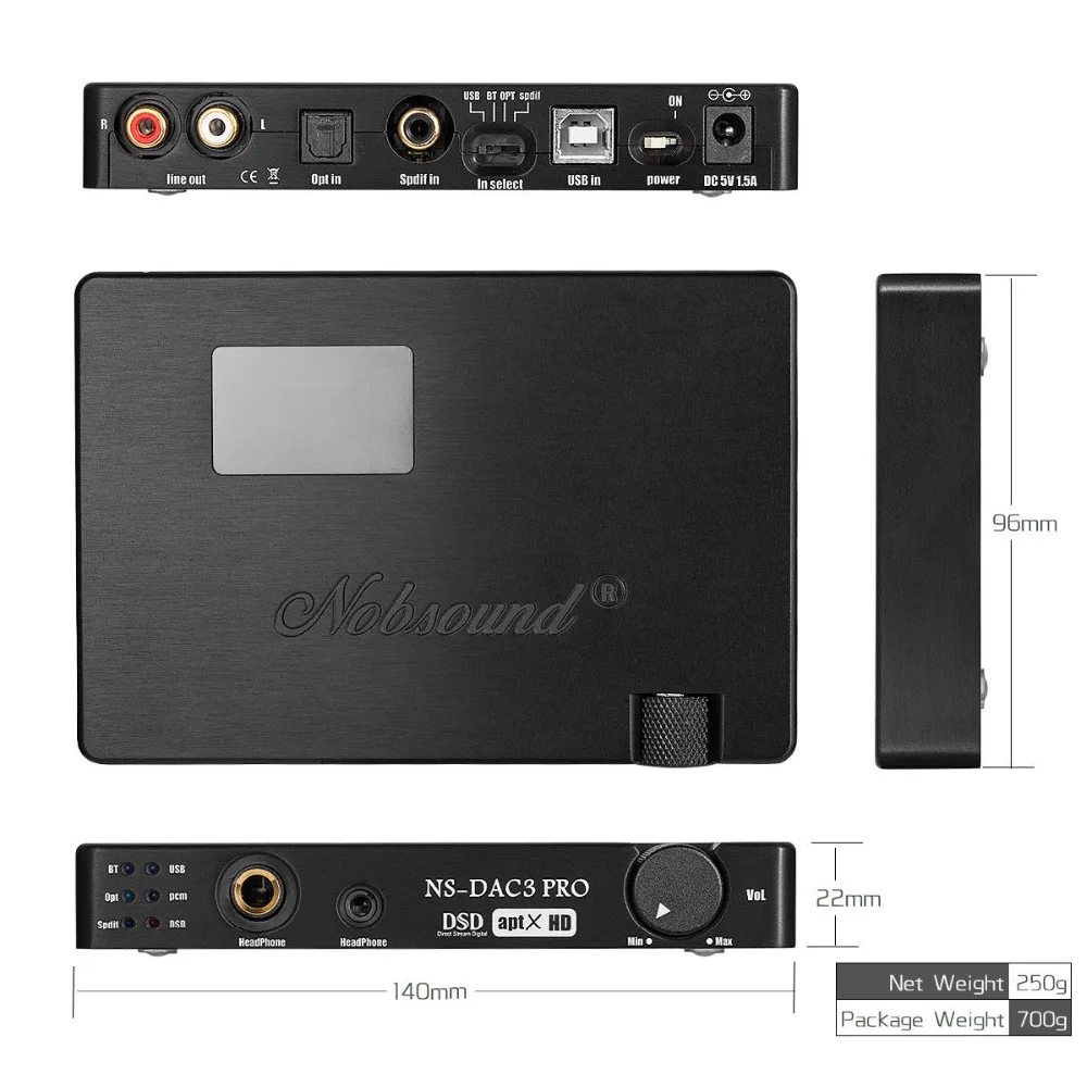 Douk audioMini ES9038 XMOS коаксиальный Оптический CSR8675 Bluetooth 5,0 APTX-HD USB Dop DAC усилитель для наушников цифровой аналоговый преобразователь