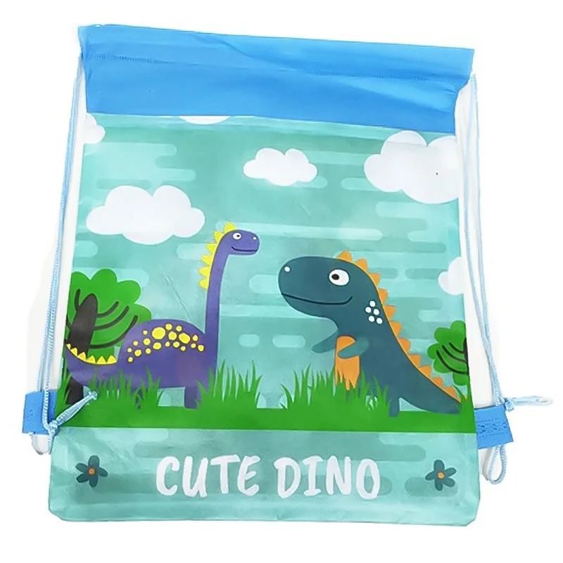 Рюкзак с мультяшным динозавром для мальчиков нетканый тканевый мешок на шнурке