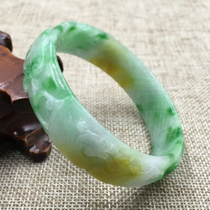

FREE SHIPPING>>>@@ A-729 Vintage China Hand-carved Green stone stone Bangle Bracelet 61mm NEW