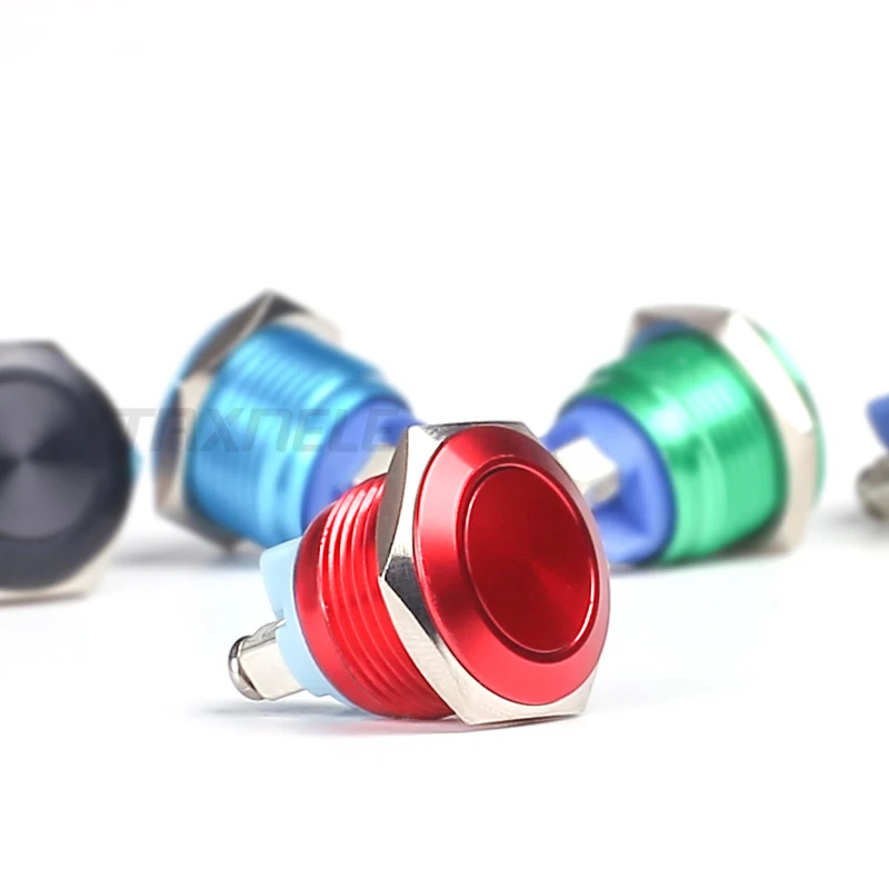 16mm Metal Self Reset Push Button Switch high ball flat head 5 Color Waterproof Screw Contacts Car Auto Engine switch | Обустройство