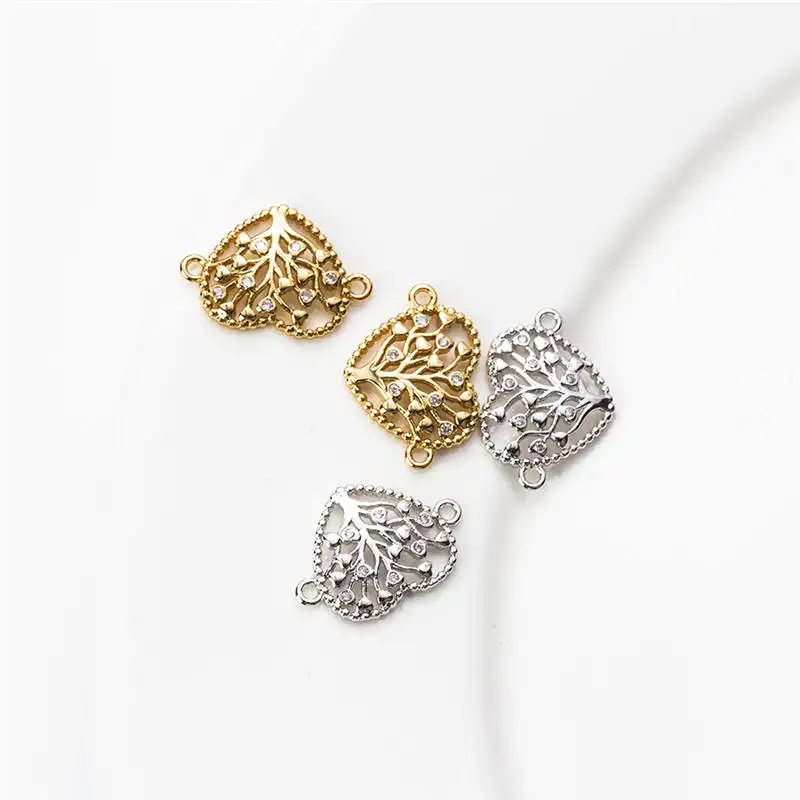 Yishan Heart Tree Charms Zircon Crystal Micro Copper Connector Bracelets Necklace Jewelry Findings EY5543 | Украшения и