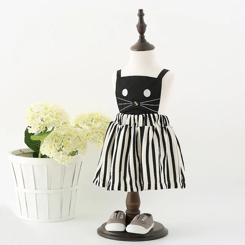 TTONCEN/летнее платье в полоску с рисунком кота для девочек одежда принцессы Детский