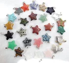 Натуральный драгоценный камень кварц кристалл тигровый глаз опал Unakite бирюзой и брелоком в форме звезды для бижутерии, материал для рукоделия ожерелье аксессуары 30 шт.