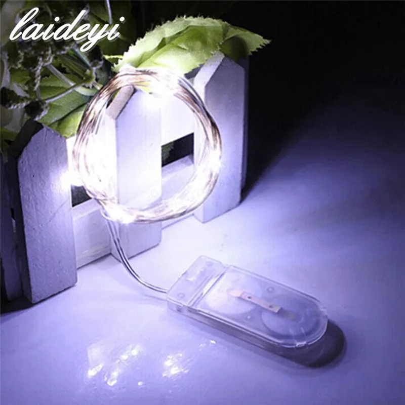 LAIDEYI 2M 20 LED Copper Wire String Light With Button Cell Fairy Lights Outdoor Lighting For Christmas Wedding Decor String|copper wire string