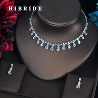 hibride clearbluegreen small water drop bridal jewelry set costume jewelry earring necklace set for women accessories n 612