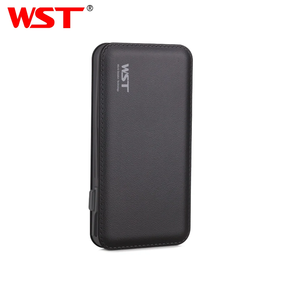Черный WST 12000mAh портативный внешний аккумулятор для мобильного телефона, внешний аккумулятор для iPhone, samsung, зарядное устройство - Цвет: Черный