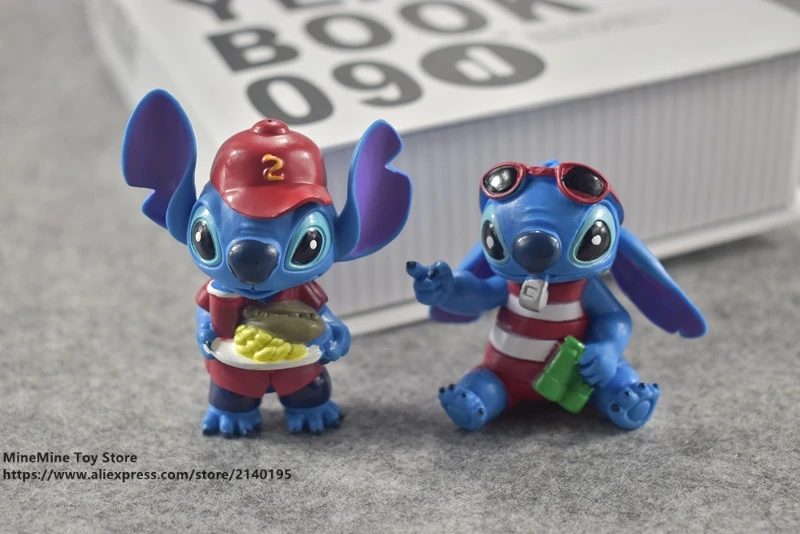DISNEY Lilo &amp Stitch 8 шт./компл. 6 см фигурка осанки коллекция украшений аниме игрушка