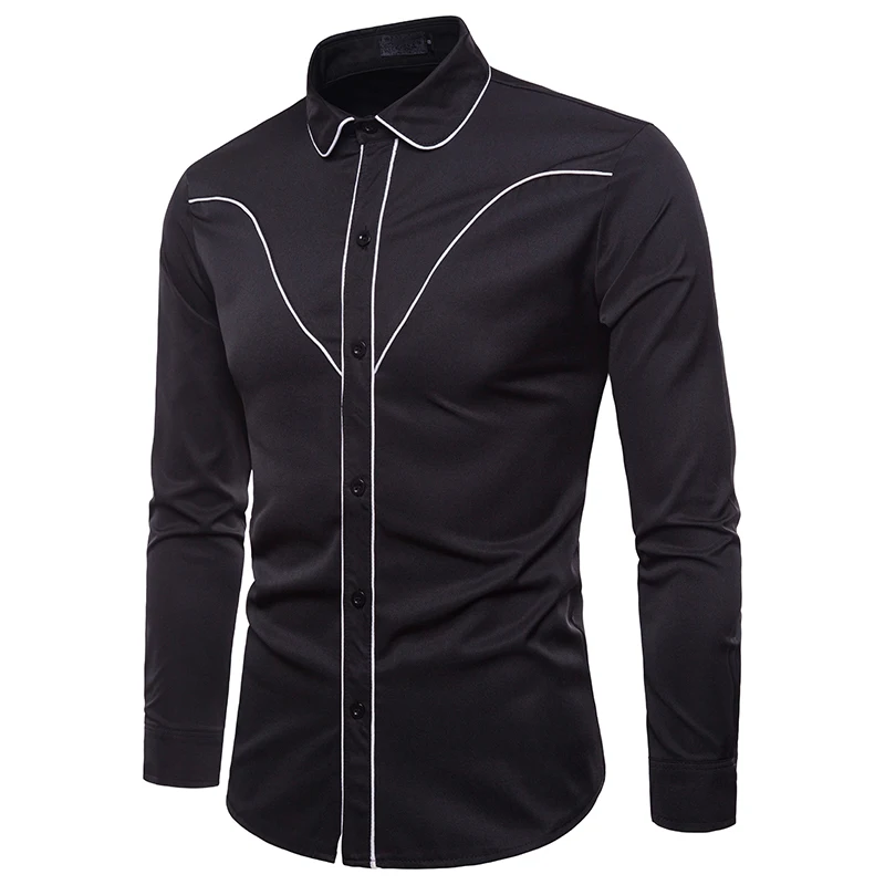 TUNEVUSE Men Shirts Europe Size Slim Fit Male Shirt Long Sleeve British Style Cotton Men's Mens Clothing Street Wear | Мужская