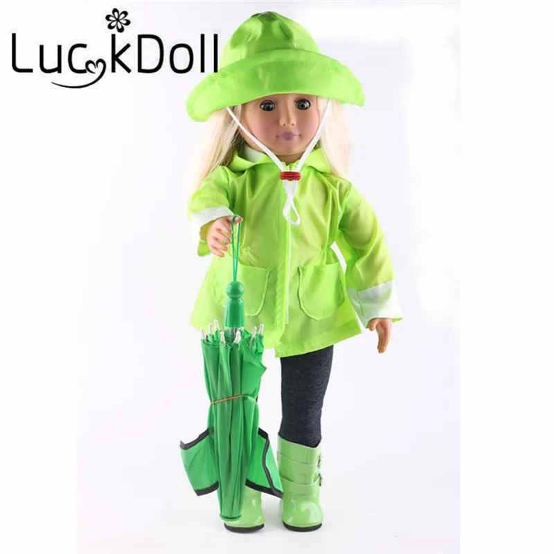 LUCKDOLL комплект из шести предметов дождевик 18 дюймов американские кукольные