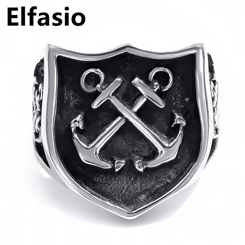 

Men's Boy's Navy Anchor Nautical Sailor 316L Stainless Steel Biker Ring US size 8-14