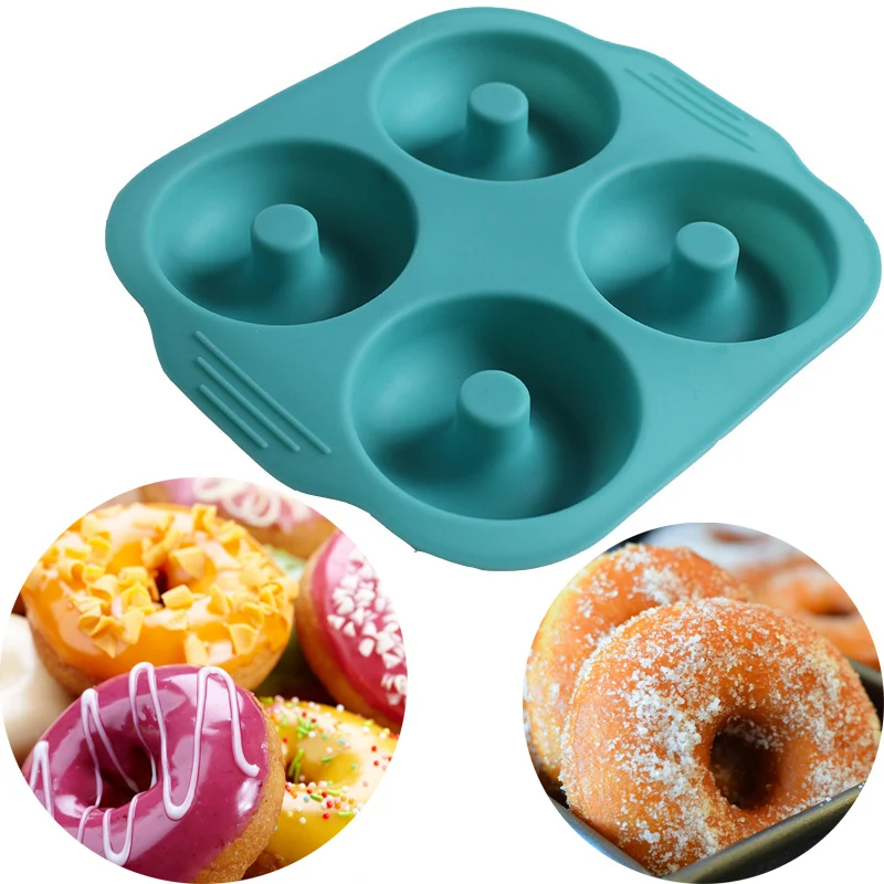 4-Cavity Silicone Doughnut Maker Machine Mold Donut Baking Pan Non-Stick Biscuits Chocolate Cake SiliconeMold Jelly Baking Tools