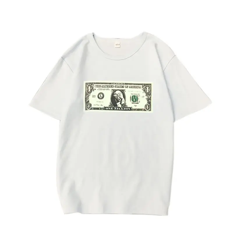 Парная забавная женская футболка с принтом доллара Повседневная летняя круглым