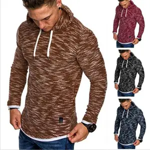 2018 горячая распродажа мужской свитер с капюшоном на завязках, осенний модный однотонный свитер, повседневный теплый вязаный джемпер, мужские пальто