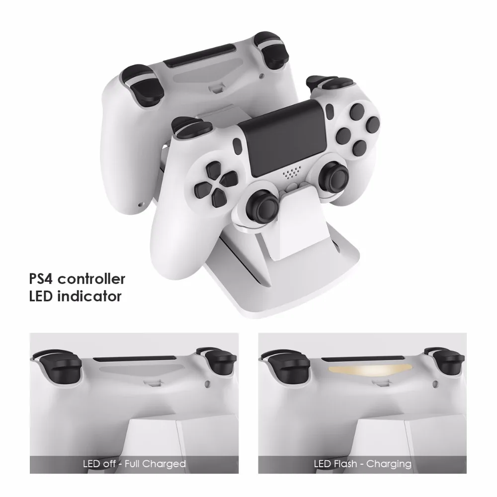 GameSir W60P191 двойной контроллер зарядная станция Подставка для PS4/PS4 Slim/PS4 Pro, зарядная док-станция с блоком питания, белый