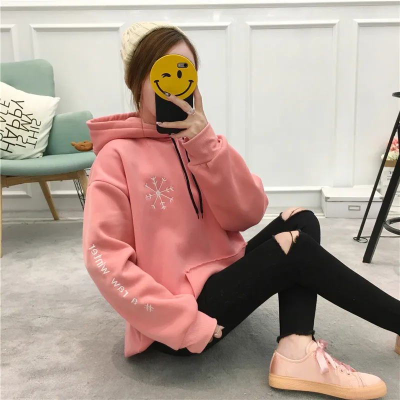 Толстовки женские Harajuku универсальные ленивые буквы печатные с длинным рукавом карманы Женский пуловер с капюшоном женские свитшоты Chic