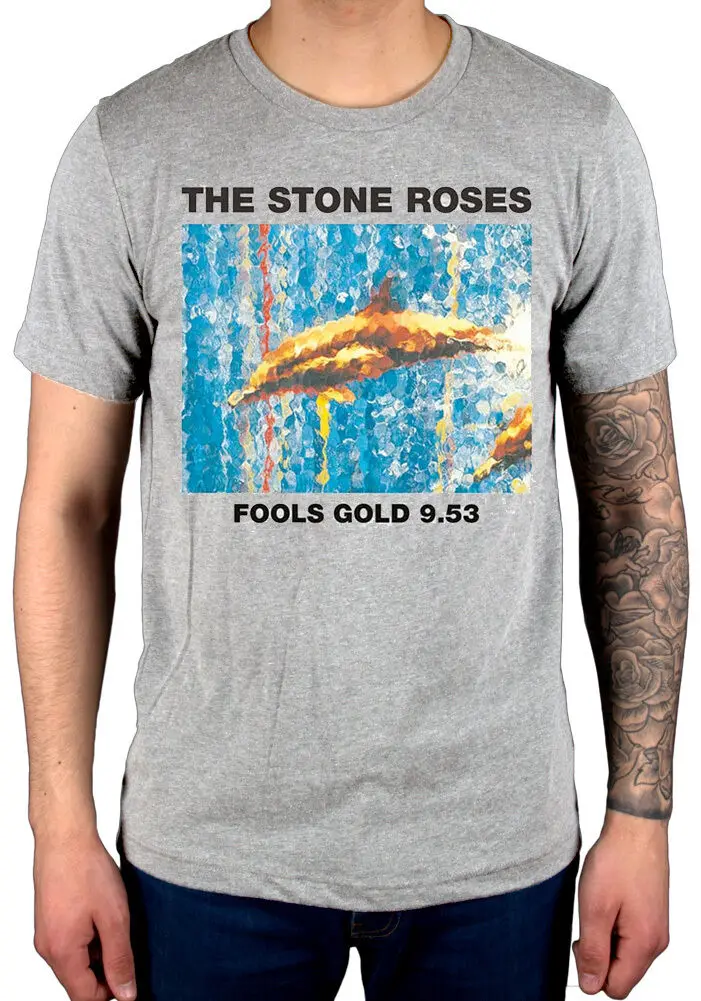 Официальная Золотая Футболка с изображением каменных роз новая серая футболка