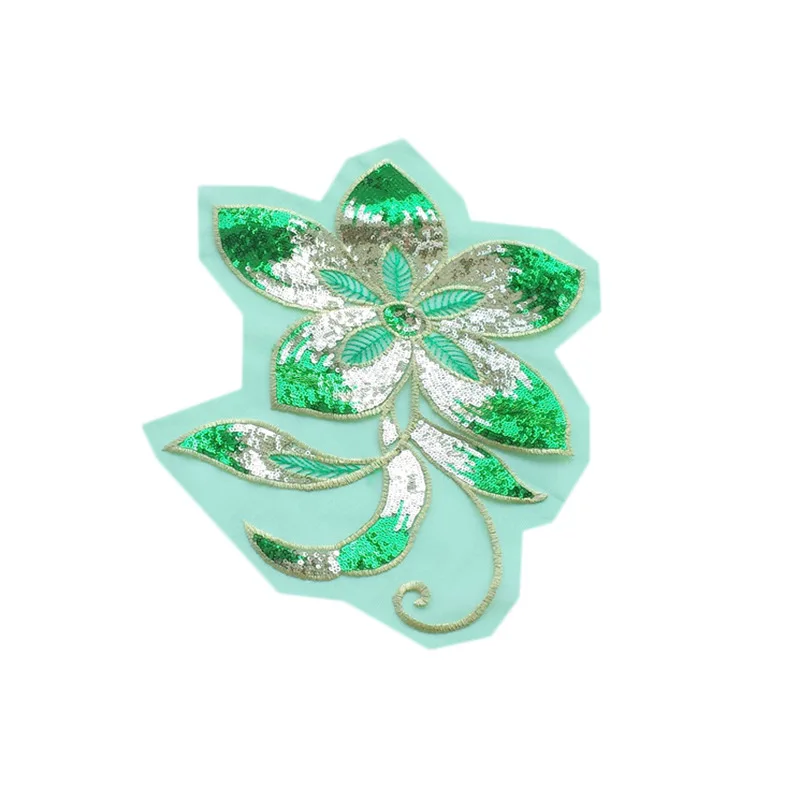 2 шт./лот Цветочная аппликация в виде лотоса с блестками вышивка вручную 3D Золотой