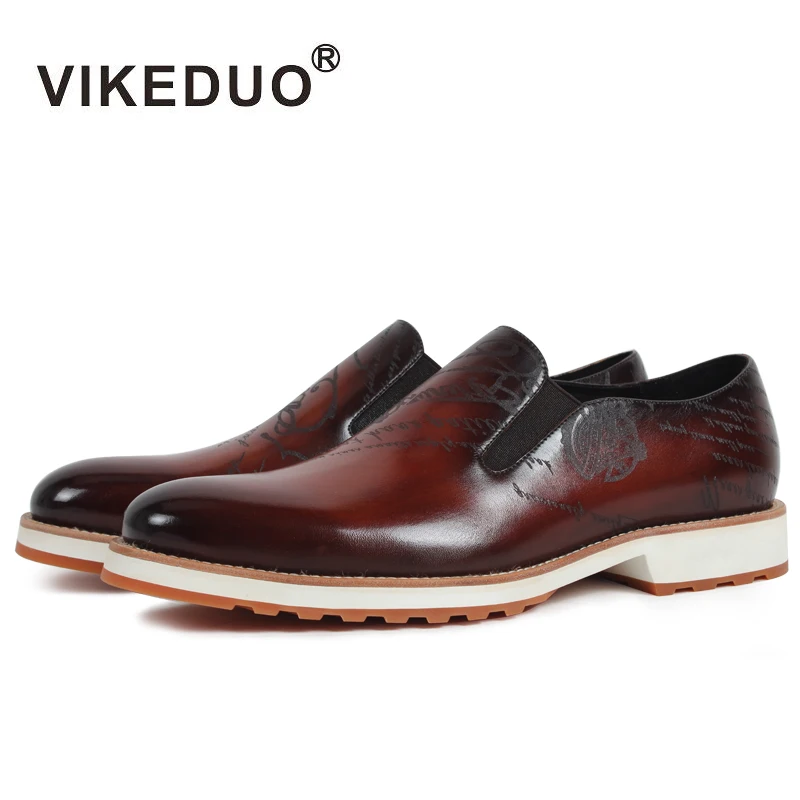 

2020 Vikeduo Handmade Hot Men's Loafer Shoes 100% Genuine Leather Fashion Luxury Causal Party Dress Young Man Original Design