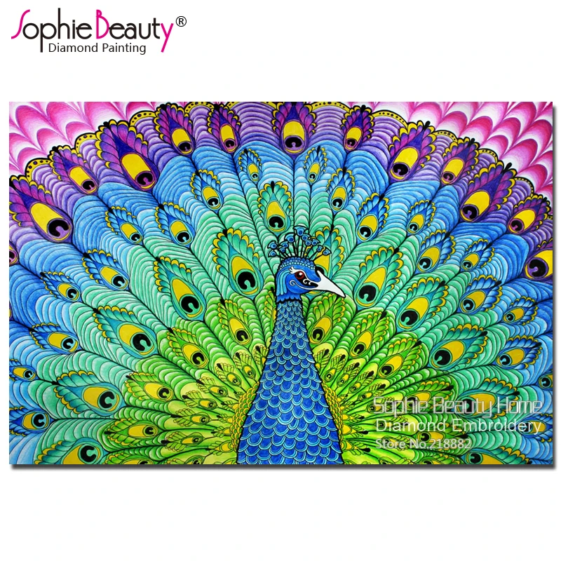 

Картина из страз «сделай сам» Sophie Beauty, вышивка крестиком, мозаика ручной работы из страз, животное павлина, вышивка, подарки для комнаты SBY22