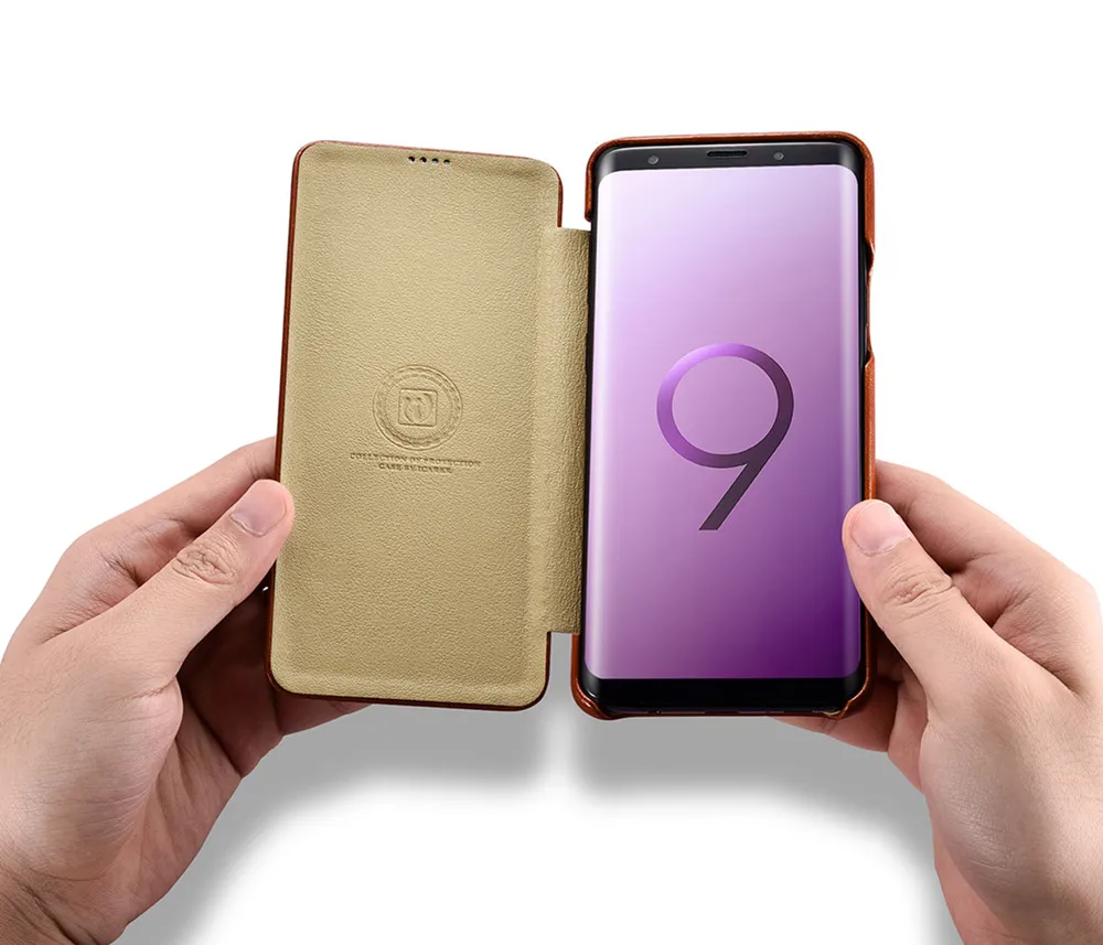 S9 Plus чехол для Samsung S8 iCarer Винтажный из натуральной кожи с откидной крышкой s10 note 8 9