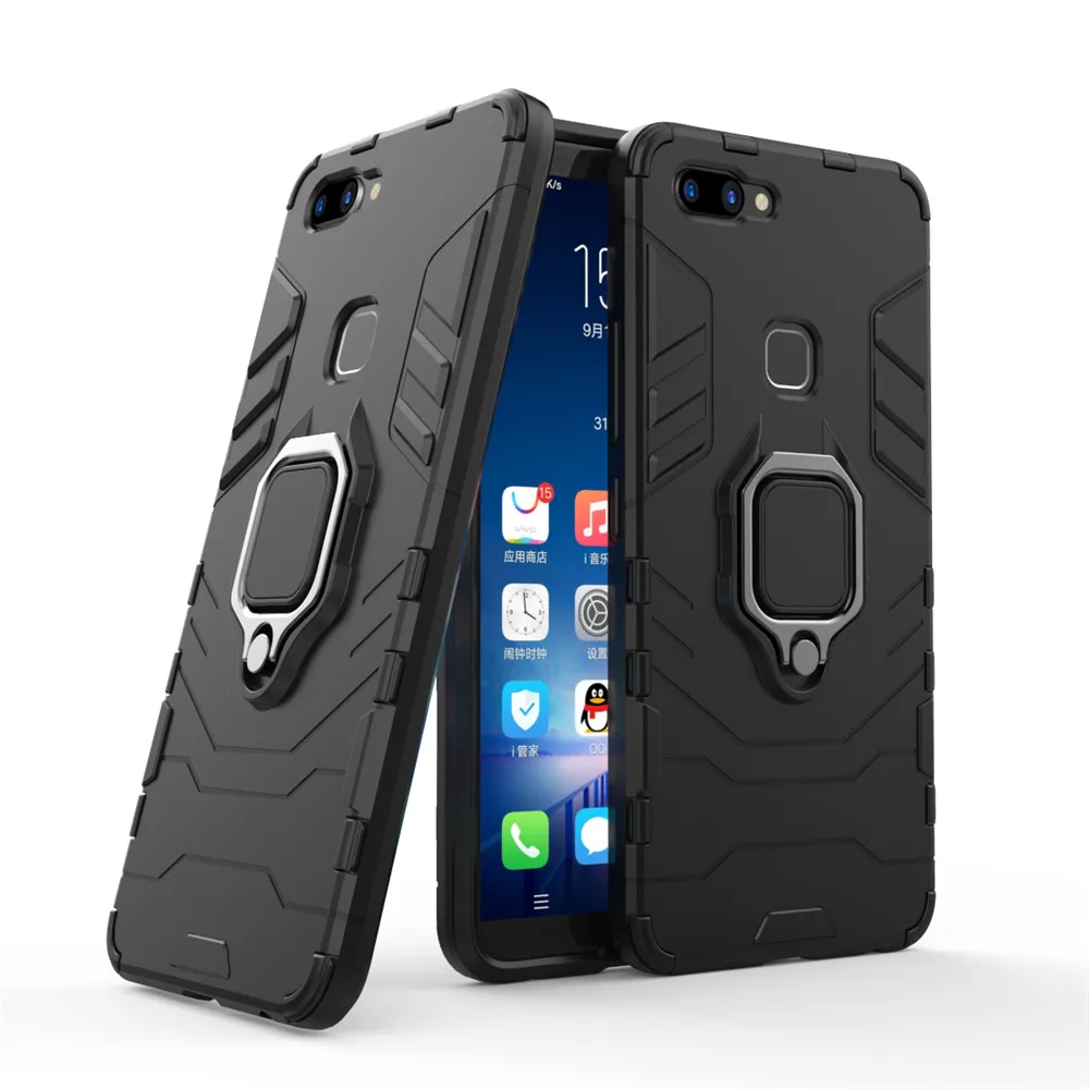 

Silicone Tpu And Hard Pc Ultra Luxury Armor Shockproof Metal Ring Holder Case For VIVO V20 S7 Y70 y20 X50 X30 NEX3 IOOO 5 Pro SE
