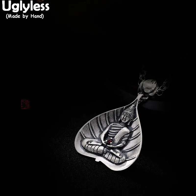 Ювелирные изделия Uglyless из настоящего серебра 999 пробы кулон Будды с листьями