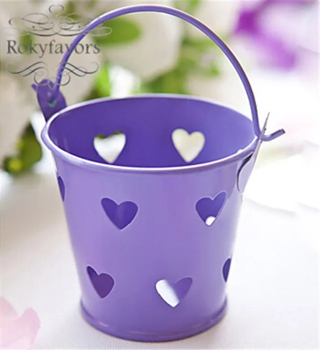 Бесплатная доставка 100 шт пустотелые жестяные ведерки/ярко-Розовые Мини ведерки