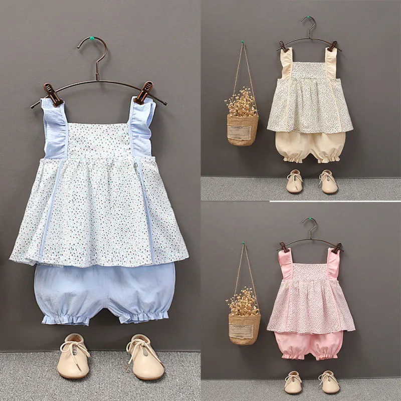 2 шт./компл. летняя повседневная футболка без рукавов с принтом в горошек для