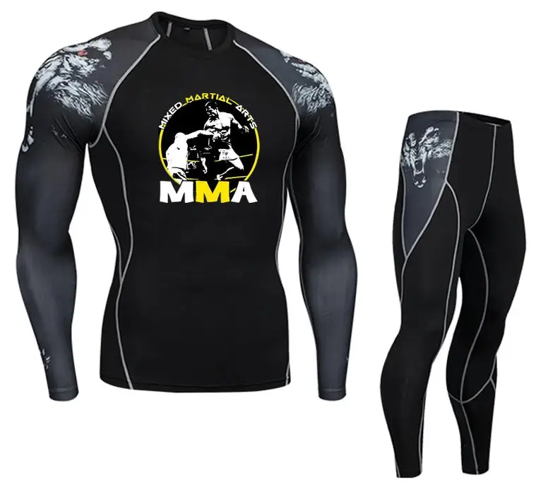 MMA мужская UFC Тема Мода Фитнес Футболка Бодибилдинг компрессия наборы рубашка