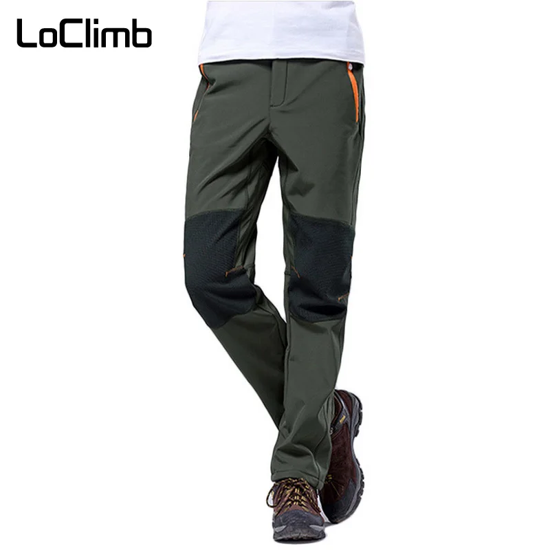 

LoClimb Men's Winter Hiking Pants Men Waterproof Outdoor Sports Trousers 5XL Camping Climbing Trekking Softshell Ski Pants AM108
