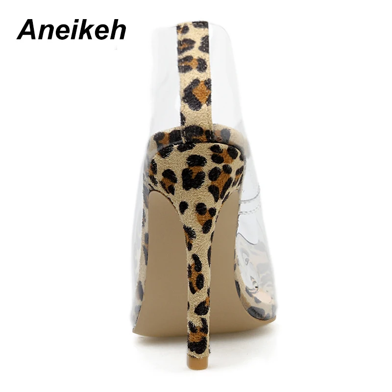 Aneikeh 2019 новые женские туфли лодочки из ПВХ Прозрачные Высокие каблуки пикантные с