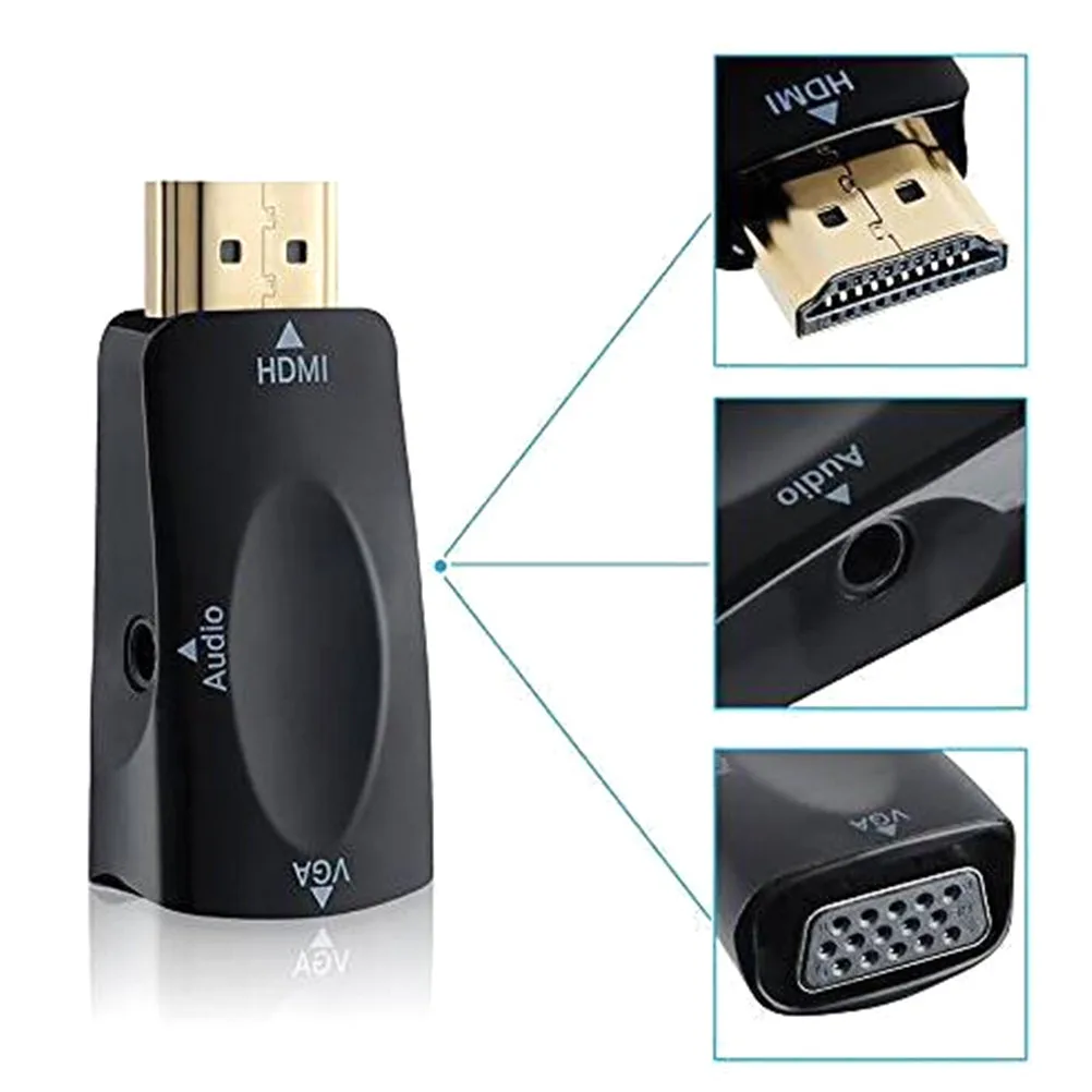 Для HDMI-VGA адаптер конвертер кабель с аудио кабелем для ПК ноутбука поддержка HD 1080P