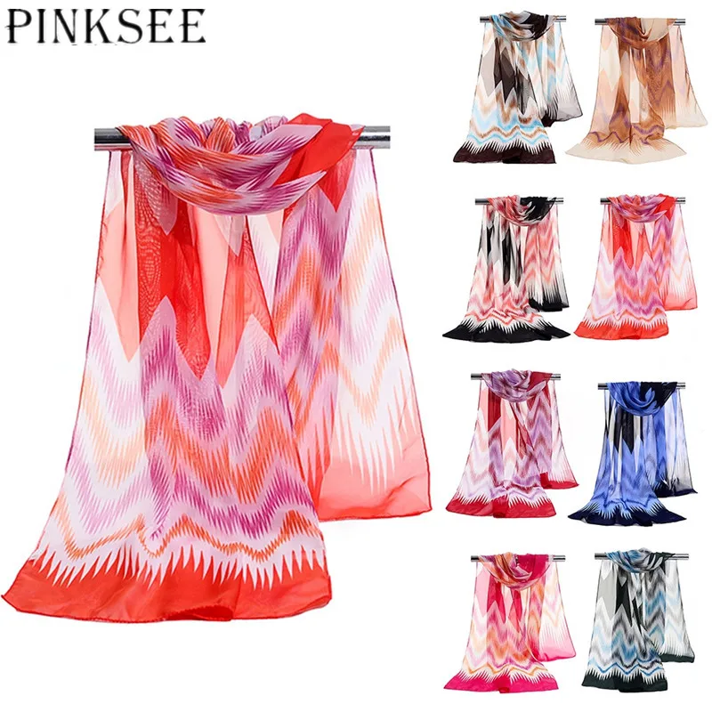 PINKSEE 160*50 см шифоновый шарф с принтом в стиле бохо Пляжная шаль для женщин