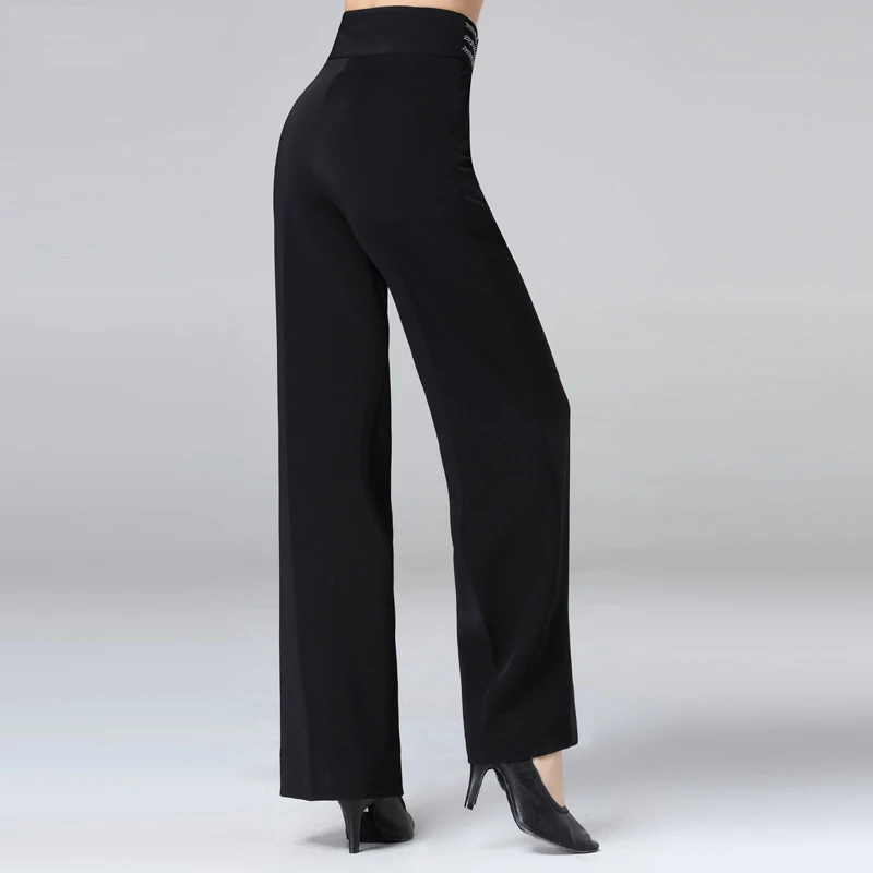 

New Black Latin Dance Pants For Women Adult High Waist Tango Competition Paso Doble Practice Ballroom Modern Dance Pants BL1357
