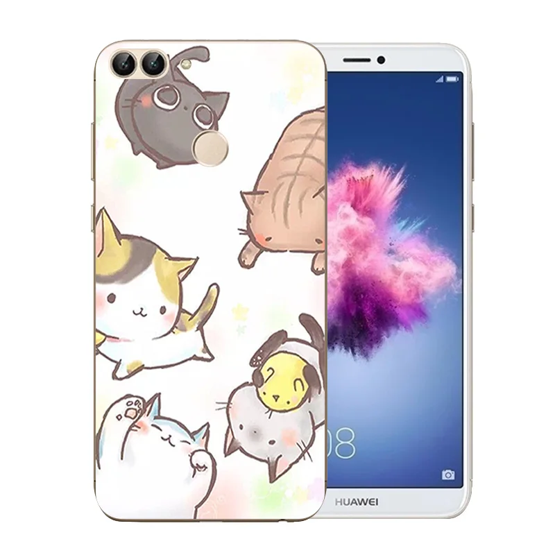 Чехлы для телефонов 5 65 дюймов Huawei P Smart Clear Soft TPU Enjoy 7S FIG-L21 FIG-LX1 LX2 LX3 Luck Cat Pattern |