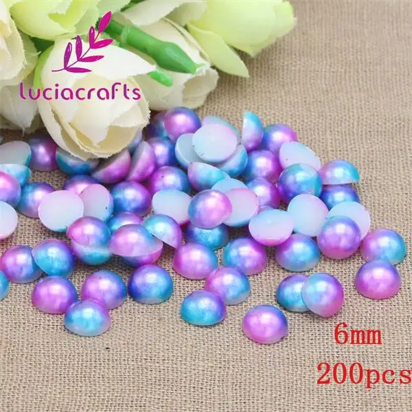 6mm Lucia Crafts 3/4/5/6/8 мм: полукруглый искусственный жемчуг Скрап полукруглые бусины для самостоятельного изготовления одежды/чехол для телефона/украшения для ногтей, F0315 - Цвет: 6mm