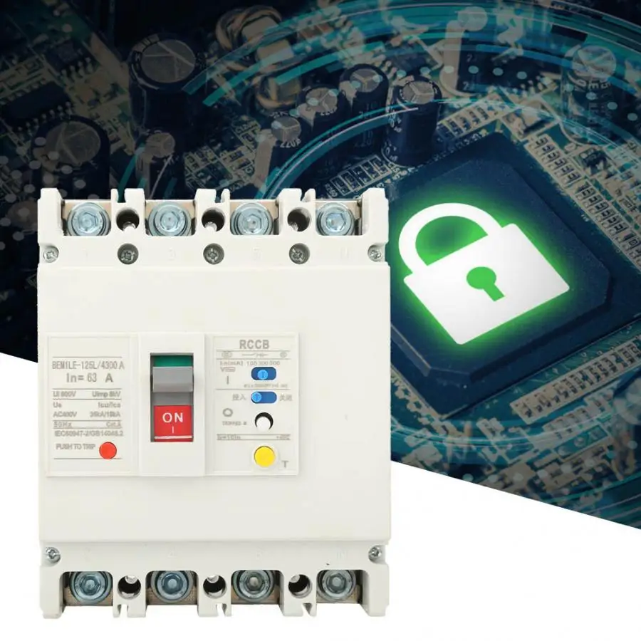3P + N выключатель цепи остаточного тока с пластиковой оболочкой 800 в 63a/80a/125A RCCB