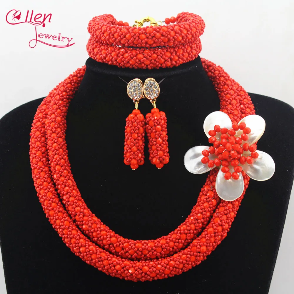 Красочные драгоценные нигерийские Свадебные африканские бусы комплект