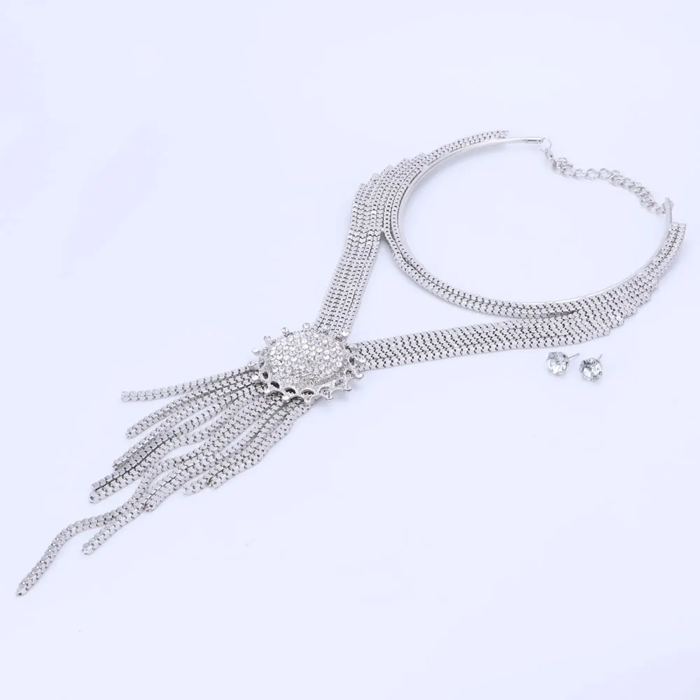 2017 модное богемное ожерелье ошейник с длинной кисточкой и большой цепочкой