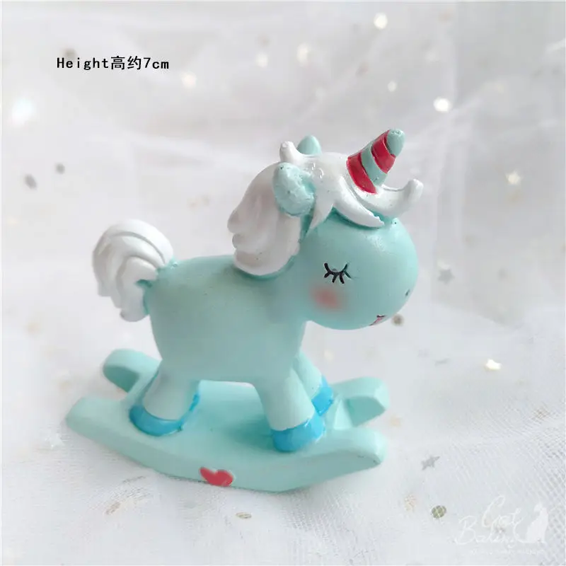 Blue unicorn Bling Единорог украшения Розовое сердце топперы для торта на день рождения счастливый день детей вечерние принадлежности десерт прекрасный сладкий подарки - Цвет: Blue unicorn