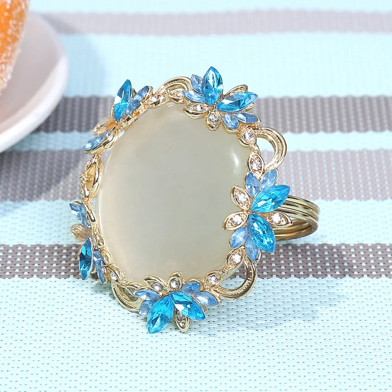 50PCS creative metal napkin ring flower imitation jade cocktail jewelry home furnishings | Дом и сад