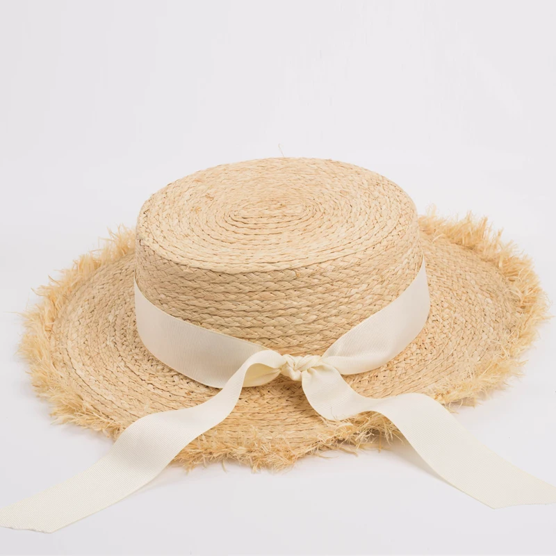 Шляпа из 100% натуральной рафии с бантом летняя|sunscreen hats|straw hats womenstraw hat |