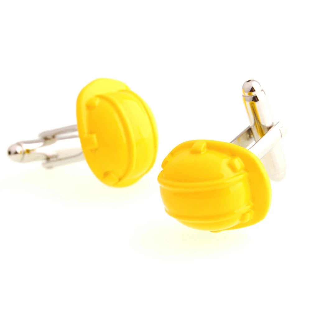 YH-1835 Novelty Yellow Hard Hat and Umbrella Helmet Diploma Cufflink- Factory Direct Selling | Tie Clips &amp Cufflinks