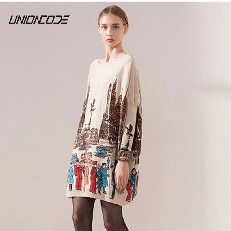 

New 2017 Autumn Casual Long Women Sweater Coat Batwing Sleeve Print Women's Sweaters Clothes Pullovers MY106